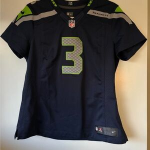 Nike Women's Navy and Green Seattle Seahawks Russell Wilson #3 Women’s Jersey